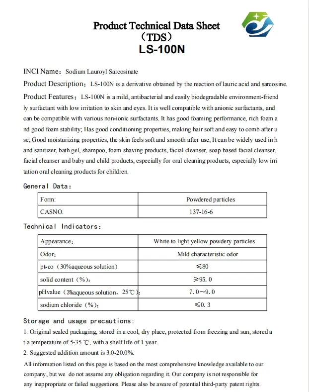 Wholesale Sodium Lauroyl Sarcosinate CAS 137-16-6 Cosmetic & Detergent Raw Material Hair Care Oral Clean Daily Chemicals